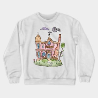 Pastel Queen Anne Victorian House in Watercolor Crewneck Sweatshirt